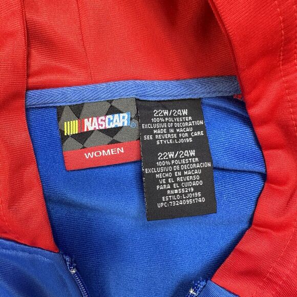 Nascar Women's Track Jacket 24 26 Blue Red Embroidered Drawstring Racing Stripe - Picture 3 of 15